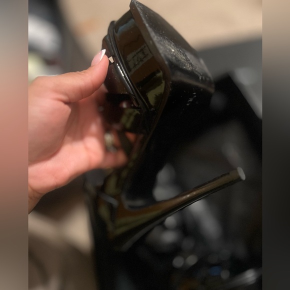 $1150 Sz 36-6 YSL Yves Saint Laurent black Patent Leather Platform Tribute Heel - Picture 7 of 10